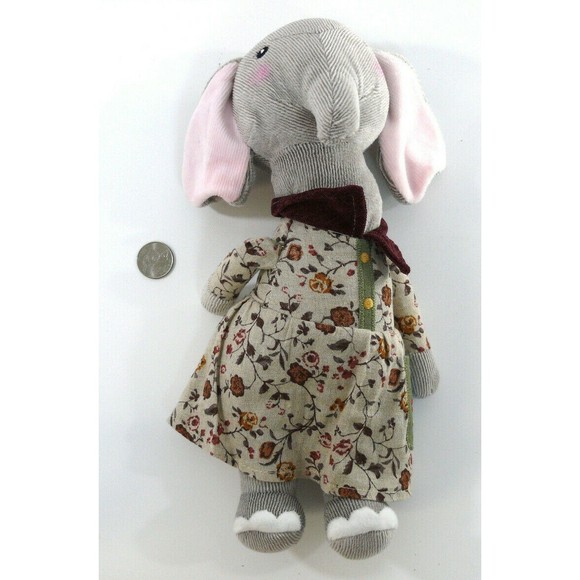 Metoo Me too Soft Plush whimsical elephant doll floral dress 12" Embroidered - Picture 2 of 8